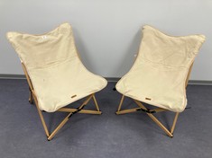 2 X BROWN GARDEN CHAIRS INCL. COVERS.