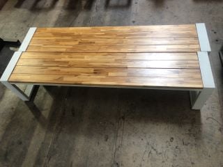 2 X STEEL FRAMED WOOD SITTING BENCHES