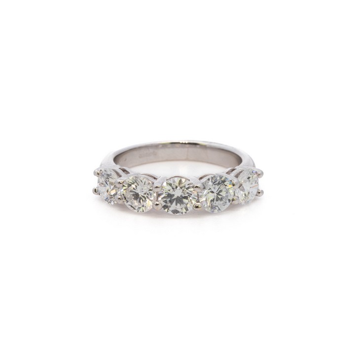 18ct White Gold 2.25ct Lab Grown Diamond Five Stone Ring, Size M, 4.8g. Colour G, Clarity VS1.  Auction Guide: £900-£1,100