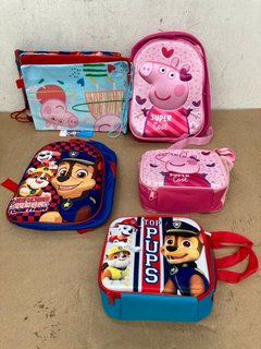 QTY OF ASSORTED PEPPA PIG AND PAW PATROL BAGS AND BACKPACKS: LOCATION - C 9