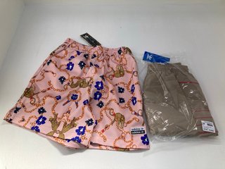 ADIDAS LARGE LOGO SHORTS - UK SIZE: 6 TO INCLUDE ADIDAS MULTI COLOUR SHORTS - UK SIZE: 6: LOCATION - C 11