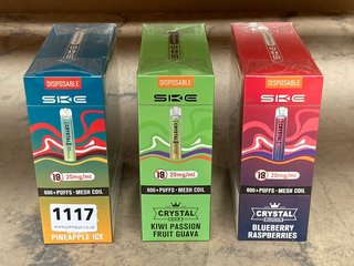 3 X BOX OF 10 DISPOSABLE VAPES TO INCLUDE CRYSTAL 600 PUFF BLUEBERRY RASPBERRIES (PLEASE NOTE: 18+YEARS ONLY. ID MAY BE REQUIRED): LOCATION - D0