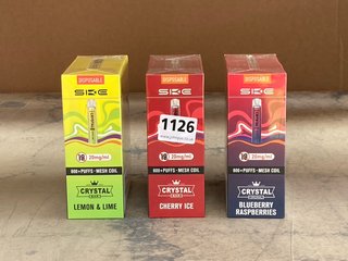 3 X BOX OF 10 DISPOSABLE VAPES TO INCLUDE CRYSTAL 600 PUFF LEMON AND LIME (PLEASE NOTE: 18+YEARS ONLY. ID MAY BE REQUIRED): LOCATION - D0