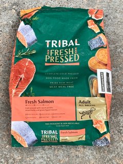 TRIBAL FRESH PRESSED DOG FOOD WITH FRESH SALMON 12KG - BBE: OCTOBER 2025: LOCATION - C 15