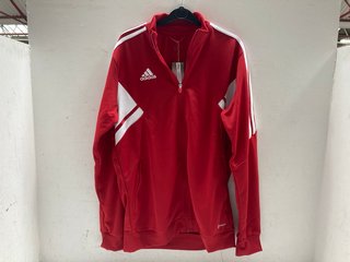 ADIDAS ZIP UP SWEATSHIRT IN RED - UK SIZE: LARGE: LOCATION - A 2