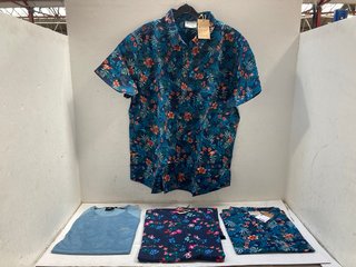 4 X MOUNTAIN WAREHOUSE MENS CLOTHING T-SHIRTS TO INCLUDE TROPICAL PRINTED SHORT SLEEVE IN NAVY - UK SIZE: XXL: LOCATION - A 2