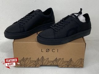 LOCI ORIGIN LACED TRAINERS IN BLACK UK SIZE 9.5 - RRP £120: LOCATION - FRONT BOOTH