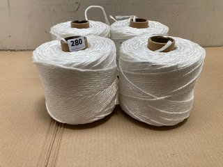 4 X LARGE ROLLS OF WHITE WOOL: LOCATION - A7