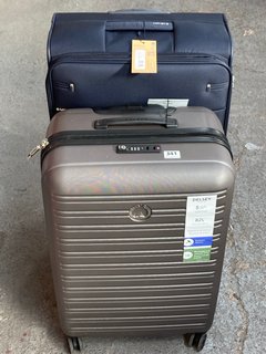 DELSEY 82L 4 WHEELED SUITCASE IN GREY TO INCLUDE SAMSONITE 112.5L SPINNER SUITCASE IN NAVY: LOCATION - A9