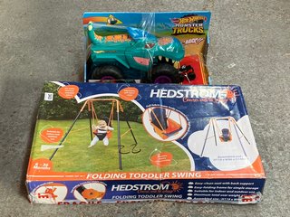 HEDSTROM FOLDING TODDLER SWING TO INCLUDE HOT WHEELS MONSTER TRUCKS: LOCATION - A9