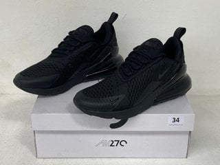 NIKE AIR MAX 27 SN00 TRAINERS IN TRIPLE BLACK UK SIZE 10 - RRP £129.99: LOCATION - FRONT BOOTH