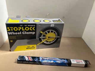 STOPLOCK WHEEL CLAMP TO INCLUDE BOSCH AEROTWIN 2X WINDOW WIPERS: LOCATION - A11