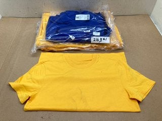 2 X STANTLEY/STELLA 5 PACK OF T SHIRTS IN YELLOW TO INCLUDE STANLEY/STELLA 5 PACK OF T SHIRTS IN BLUE SIZE XS + S: LOCATION - A14