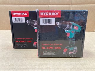 2 X HYCHIKA CORDLESS DRILL DRIVER KIT WITH FUNCTION SWITCHING AND VARIABLE CONTROL: LOCATION - A15