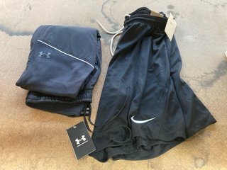 NIKE SLIM FIT MENS SHORTS IN BLACK - UK SIZE: LARGE TO INCLUDE UNDER ARMOUR MENS STORM PANTS IN BLACK - UK SIZE: MEDIUM: LOCATION - B 12