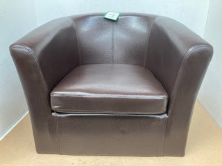 KMS DIRECT WESTWOOD PU TUB CHAIR IN BROWN - MODEL NO. WW-TC01: LOCATION - B 8