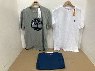 3 X TIMBERLAND T-SHIRTS TO INCLUDE GREY - REGULAR FIT UK SIZE: LARGE - COMBINED RRP: £ 105.00: LOCATION - B 6