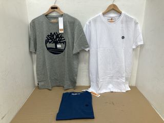 3 X TIMBERLAND T-SHIRTS TO INCLUDE GREY - REGULAR FIT UK SIZE: LARGE - COMBINED RRP: £ 105.00: LOCATION - B 6