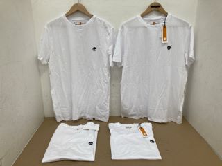 4 X TIMBERLAND T-SHIRTS IN WHITE - SLIM FIT UK SIZE: XL - COMBINED RRP: £ 140.00: LOCATION - B 6