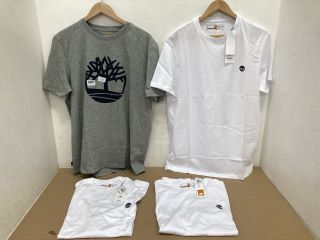 4 X TIMBERLAND T-SHIRTS TO INCLUDE GREY - REGULAR FIT UK SIZE: LARGE - COMBINED RRP: £ 140.00: LOCATION - B 6