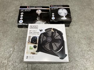 3 X FANS TO INCLUDE RUSSELL HOBBS 16" WHITE PEDESTAL FAN: LOCATION - B2