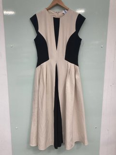 COAST CREPE COLOUR BLOCK MIDI DRESS - UK SIZE: 12 - RRP £129: LOCATION - A -1