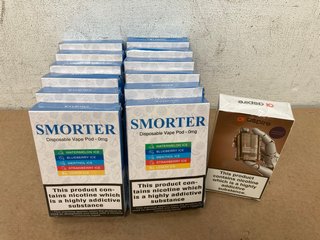 QTY OF SMORTER DISPOSABLE VAPE PODS TO INCLUDE GOTEK RECHARGEABLE VAPE (PLEASE NOTE: 18+YEARS ONLY. ID MAY BE REQUIRED): LOCATION - D0