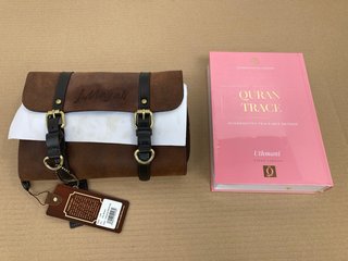 J.MAYALL BROWN LEATHER HANGING WASH BAG TO INCLUDE QURAN TRACE: LOCATION - C8