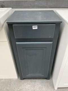 (COLLECTION ONLY) FLOOR STANDING 1 DOOR 1 DRAWER BATHROOM CABINET IN MAT GREY 405 X 330 X 830MM: LOCATION - C6