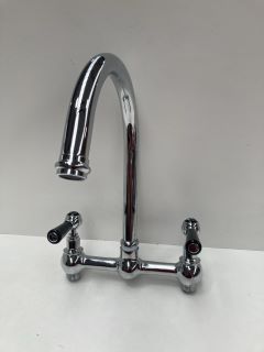 TRADITIONAL CHROME & BLACK KITCHEN BRIDGE TAP - RRP £225: LOCATION - RACKING 1