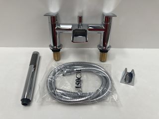 DECK MOUNTED WATERFALL SPOUT BSM IN CHROME WITH PENCIL STYLE HANDSET, HOSE & WALL MOUNTING BRACKET - RRP £405: LOCATION - RACKING 1