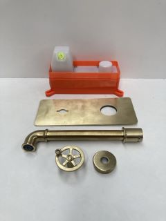 INDUSTRIAL STYLE WALL MOUNTED BASIN MIXER IN BRUSHED BRASS - RRP £245: LOCATION - RACKING 1