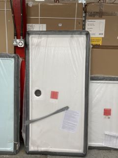 (COLLECTION ONLY) CLEAR GLASS SILVER FRAMED 700 X 1850 X 6MM SHOWER SIDE PANEL MAYBE USED AS A WET ROOM PANEL WITH A PEARL STONE 1600 X 800MM SHOWER TRAY - RRP £870: LOCATION - C2