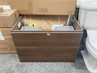 (COLLECTION ONLY) VITRA WALL HUNG 2 DRAWER SINK IN MEDIUM OAK 900 X 480MM - RRP £720: LOCATION - D3