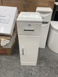 (COLLECTION ONLY) FLOOR STANDING 1 DOOR 1 DRAWER BATHROOM CABINET IN WHITE 250 X 330 X 770MM - RRP £205: LOCATION - D4