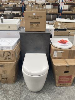 (COLLECTION ONLY) 500 X 300MM W/C UNIT IN GREY STONE WITH BTW PAN & SEAT WITH CONCEALED CISTERN FITTING KIT - RRP £780: LOCATION - D5