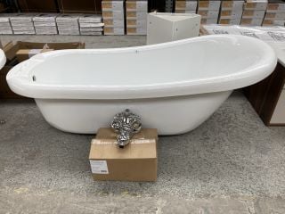 1710 X 740MM TRADITIONAL ROLL TOPPED SINGLE ENDED SLIPPER STYLE BATH WITH A SET OF CHROME CLAW & BALL FEET - RRP £1119: LOCATION - C1