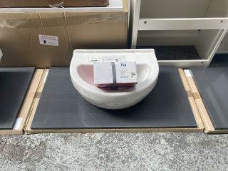 (COLLECTION ONLY) 800 X 430MM GLOSS ANTHRACITE COUNTERTOP MAYBE USED AS A FLOATING SHELF WITH A CERAMIC 1TH BASIN COMPLETE WITH A WATERFALL SPOUT MONO BASIN MIXER TAP & CHROME SPRUNG WASTE - RRP £480