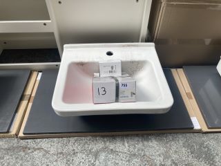 (COLLECTION ONLY) 800 X 430MM GLOSS ANTHRACITE COUNTERTOP MAYBE USED AS A FLOATING SHELF WITH A CERAMIC 1TH BASIN COMPLETE WITH A WATERFALL SPOUT MONO BASIN MIXER TAP & CHROME SPRUNG WASTE - RRP £480