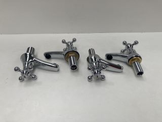 SET OF TRADITIONAL CROSSHEAD ALL CHROME BATH & BASIN PILLAR TAPS - RRP £260: LOCATION - RACKING 1