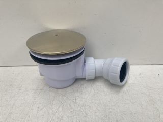 90MM FAST FLOW SHOWER TRAP IN BRUSHED BRASS WITH OUTLET ELBOW - RRP £90: LOCATION - RACKING 2