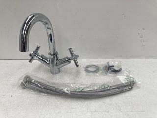 MODERN CROSSHEAD MONO BASIN MIXER TAP IN CHROME - RRP £180: LOCATION - RACKING 2