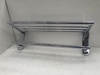 WALL MOUNTED DOUBLE TOWEL RAIL SHELF IN CHROME - RRP £85: LOCATION - RACKING 2