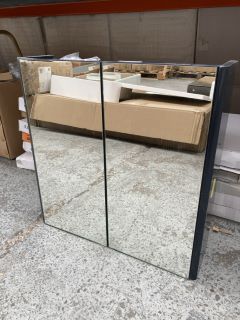 (COLLECTION ONLY) WALL MOUNTED 2 DOOR MIRRORED BATHROOM CABINET IN INDIGO 600 X 600 X 150MM - RRP £279: LOCATION - RACKING 2