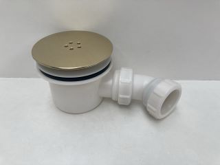 90MM FAST FLOW SHOWER TRAP IN BRUSHED BRASS WITH OUTLET ELBOW - RRP £90: LOCATION - RACKING 1