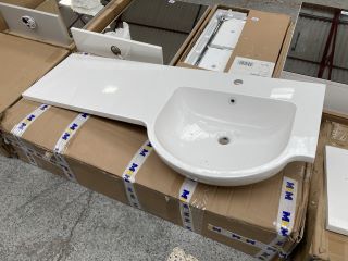 (COLLECTION ONLY) 1210 X 530MM 1TH RH INTEGRATED POLYMARBLE BASIN AND COUNTERTOP - RRP £3279: LOCATION - C4