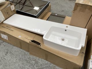 (COLLECTION ONLY) 1510 X 455MM 1TH RH INTEGRATED POLYMARBLE BASIN AND COUNTERTOP - RRP £359: LOCATION - C4