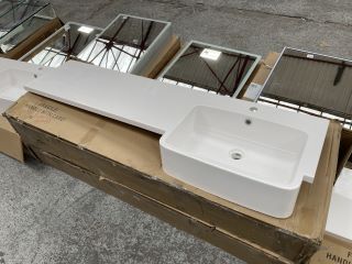 (COLLECTION ONLY) 1510 X 455MM 1TH RH INTEGRATED POLYMARBLE BASIN AND COUNTERTOP - RRP £359: LOCATION - C4