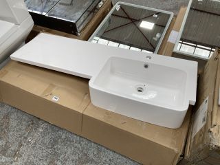 (COLLECTION ONLY) 1510 X 455MM 1TH RH INTEGRATED POLYMARBLE BASIN AND COUNTERTOP - RRP £359: LOCATION - C4