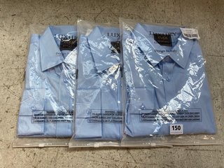 3 X FLEX J.VER MENS BLUE STRETCH SHIRTS IN BABY BLUE SIZE UK LARGE: LOCATION - WH4